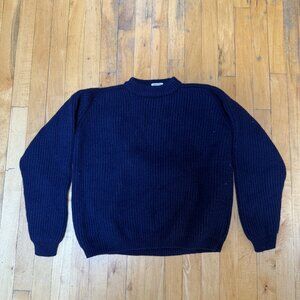 Vtg 50s 60s Chunky Ribbed Wool Sweater Made in England Mod Preppy Cropped Unisex